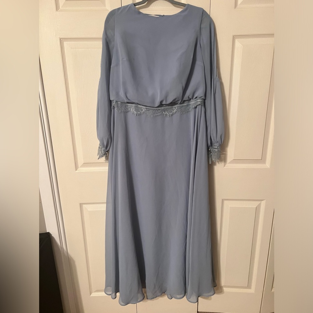 AW Bridal Bridesmaids Dress. Light dusty blue dress!